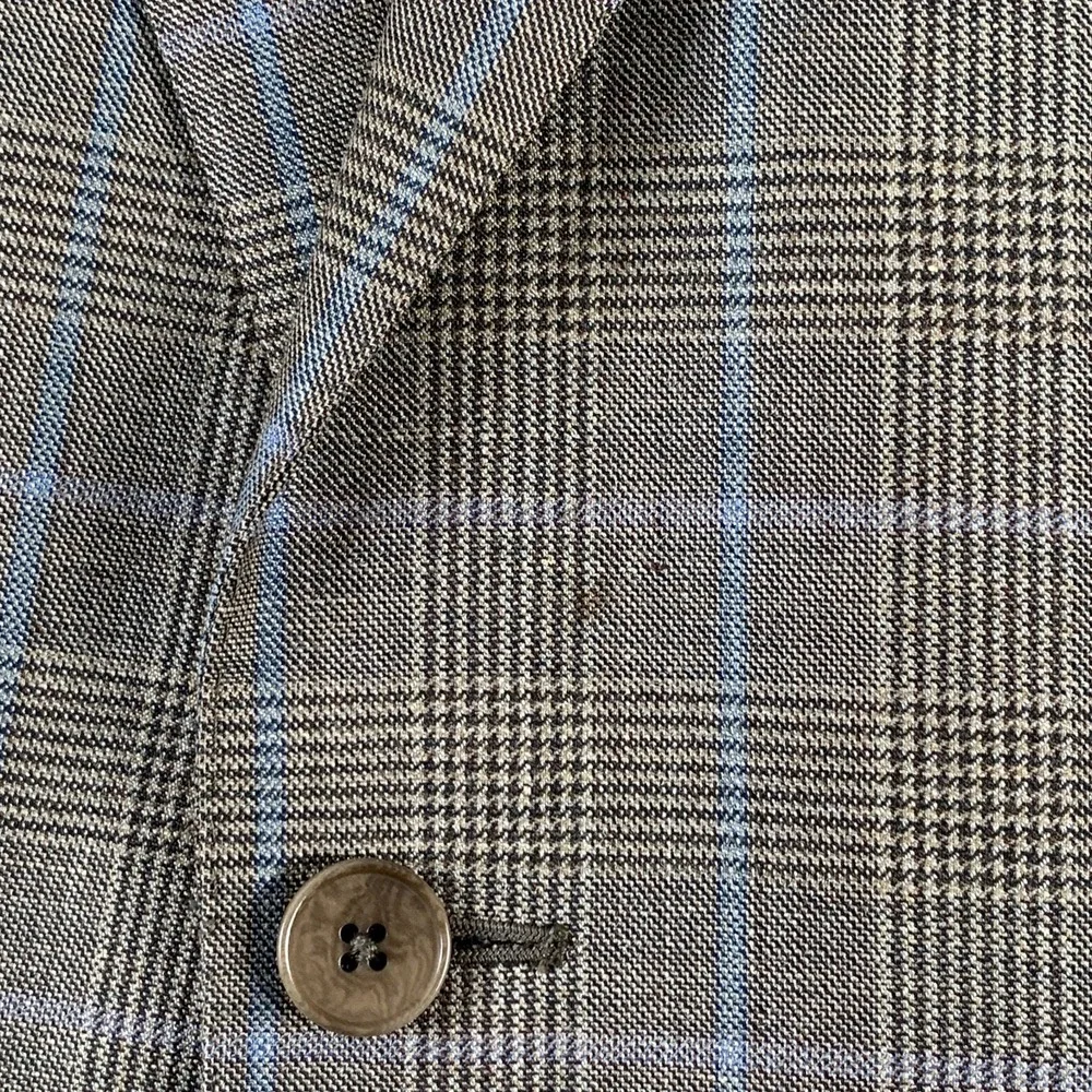 Ermenegildo Zegna Blazer Men 40R Silk Linen Glen Check Windowpane Sport Coat